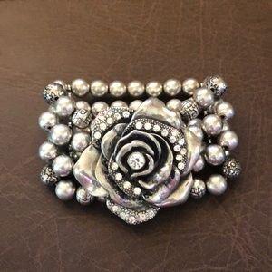 Rustic western silver rose bracelet.